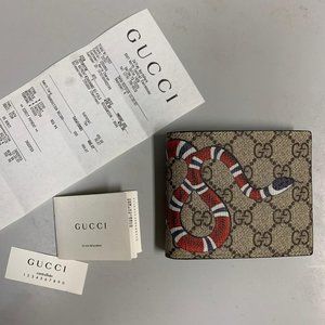 Gucci Wallet Kingsnake print GG Supreme Bifold